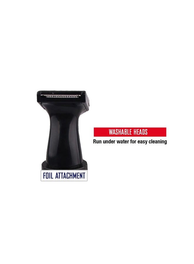Barbasol XTREME DIGITAL LIFESTYLE ACCESSORIES Barbasol Battery Powered Electric Ear and Nose Trimmer With Stainless Steel Blades, Foil Attachment, Detail Trimmer and Stand - Image 5
