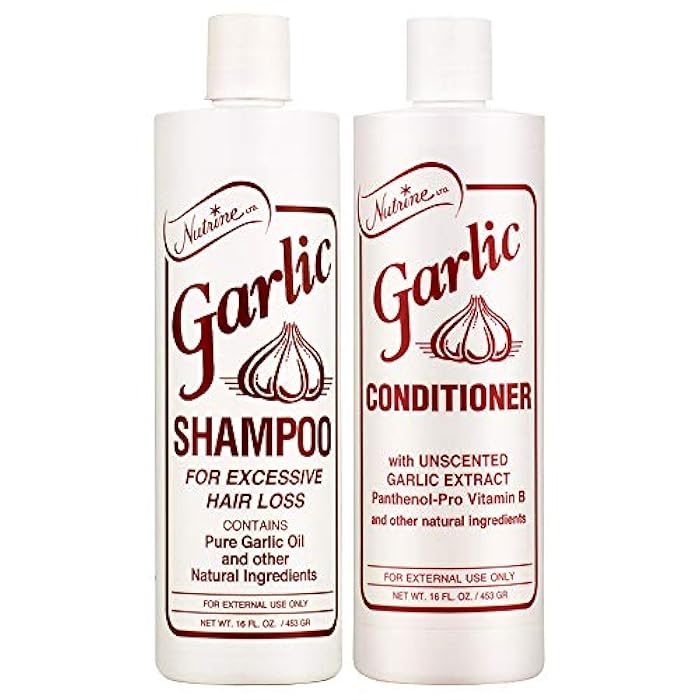 Nutrine Garlic Shampoo (Scented) 16oz + Conditioner (Unscented) 16oz - Image 1