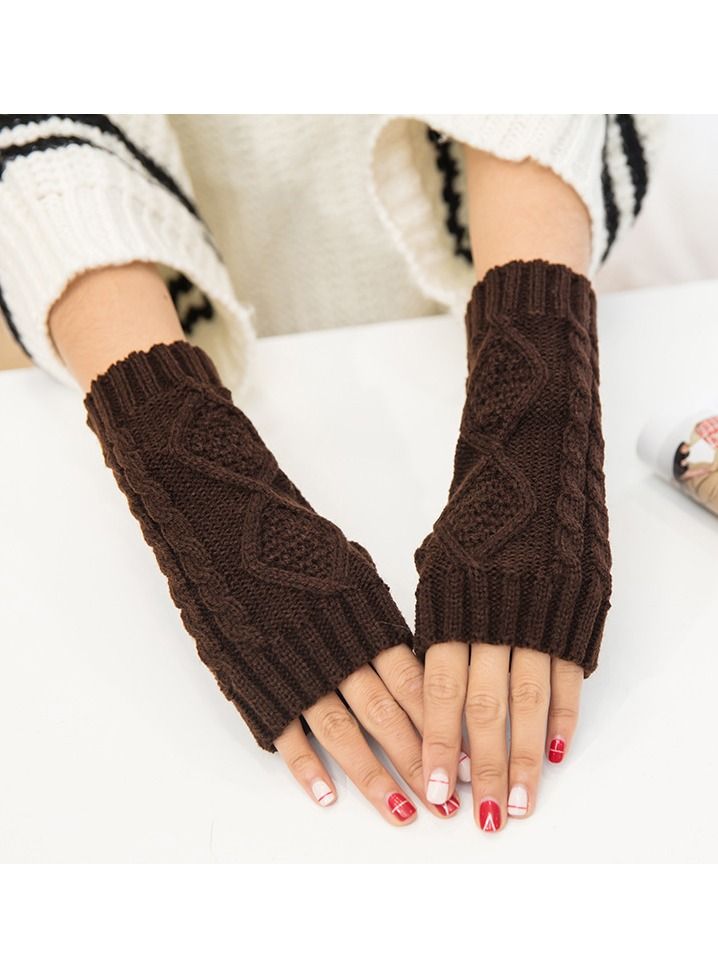 Loquat Fingerless Knitting Cotton Polyester Gloves Sleeves 