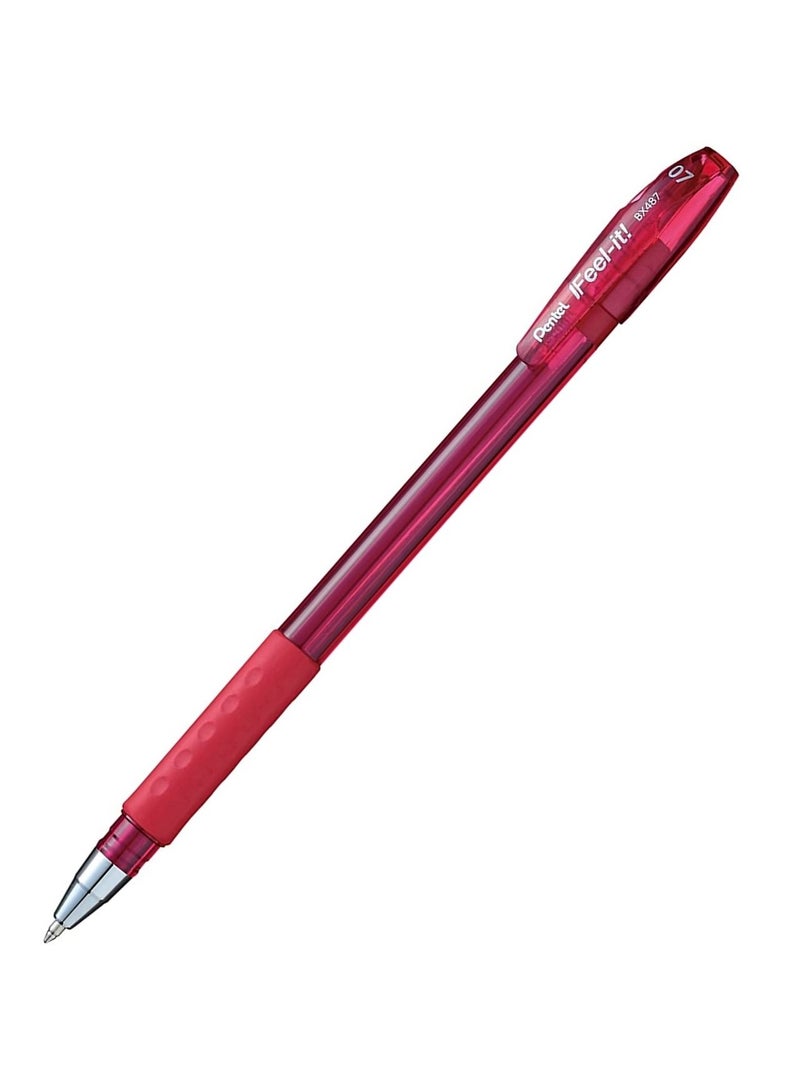 Pentel قلم حبر جاف 12 قطعة Ifeel-It بقطر 0.7 مم وحبر أحمر - Image 2