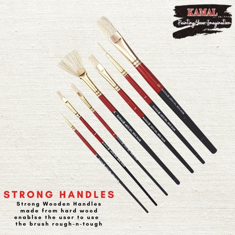 KAMAL Artist Quality Mix Hog Hair Brush Set Combo with A5 Sketch Pad, Masking Tape and Fine Liner Pen for Acrylic Painting, Oil Painting, Modern Art Painting - Image 2