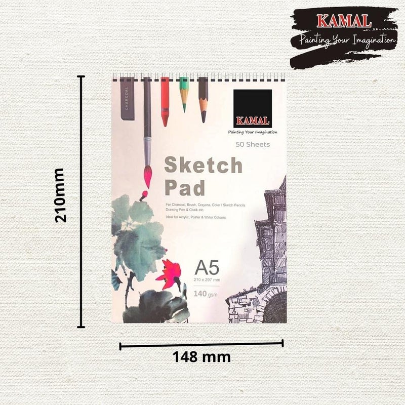KAMAL Artist Quality Mix Hog Hair Brush Set Combo with A5 Sketch Pad, Masking Tape and Fine Liner Pen for Acrylic Painting, Oil Painting, Modern Art Painting - Image 5