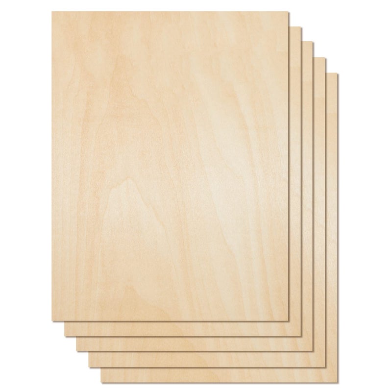 Plywood Sheet Board A Grade 16 x 12 x 18 inch 3mm Thick Pack of 5 Unfinished for Crafts Basswood by Craftiff