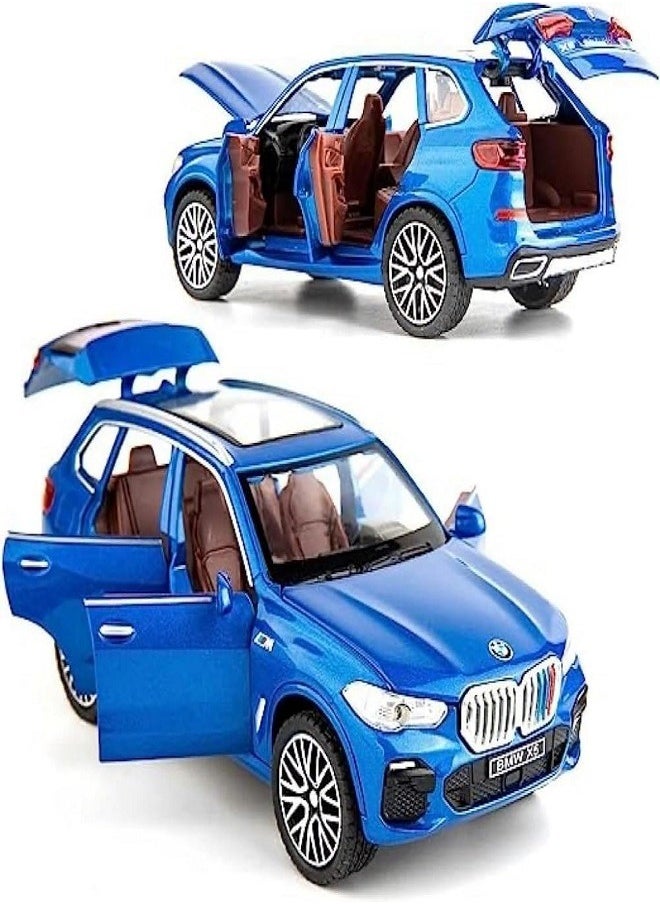 die cast 1:32 Compatible for BMW X5 SUV Model Car Toy, Zinc Alloy Pull Back Toy car with Sound and Light for Kids & Adults (Blue)  - Image 1