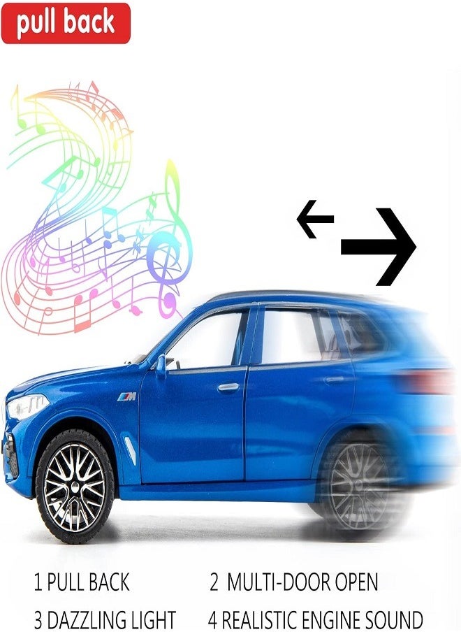 die cast 1:32 Compatible for BMW X5 SUV Model Car Toy, Zinc Alloy Pull Back Toy car with Sound and Light for Kids & Adults (Blue)  - Image 3