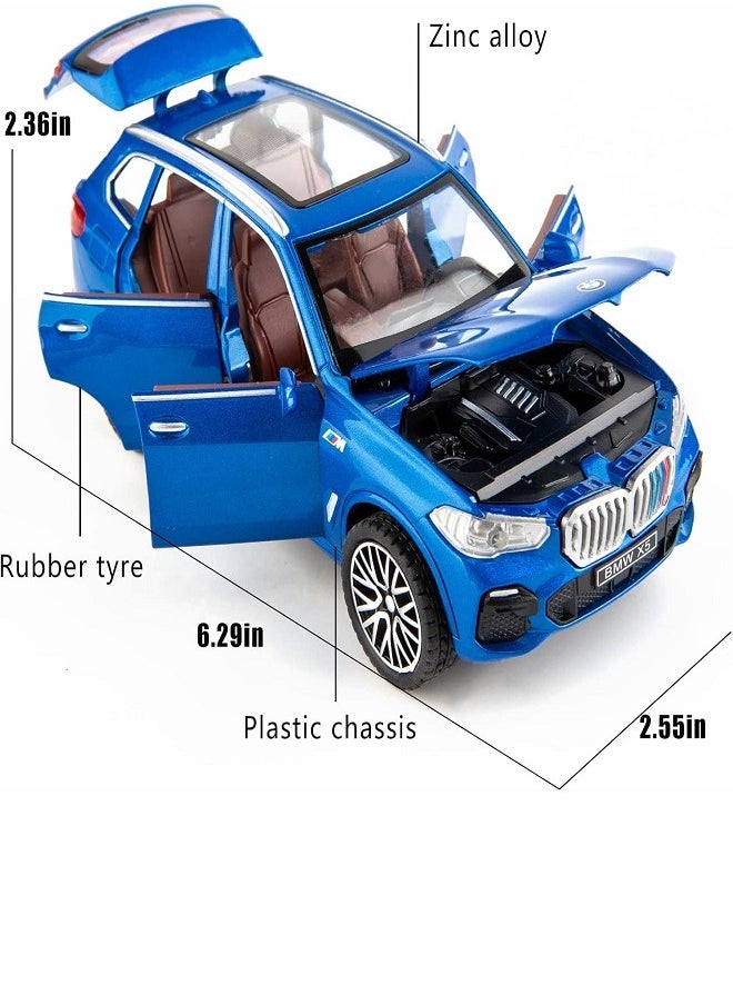 die cast 1:32 Compatible for BMW X5 SUV Model Car Toy, Zinc Alloy Pull Back Toy car with Sound and Light for Kids & Adults (Blue)  - Image 4