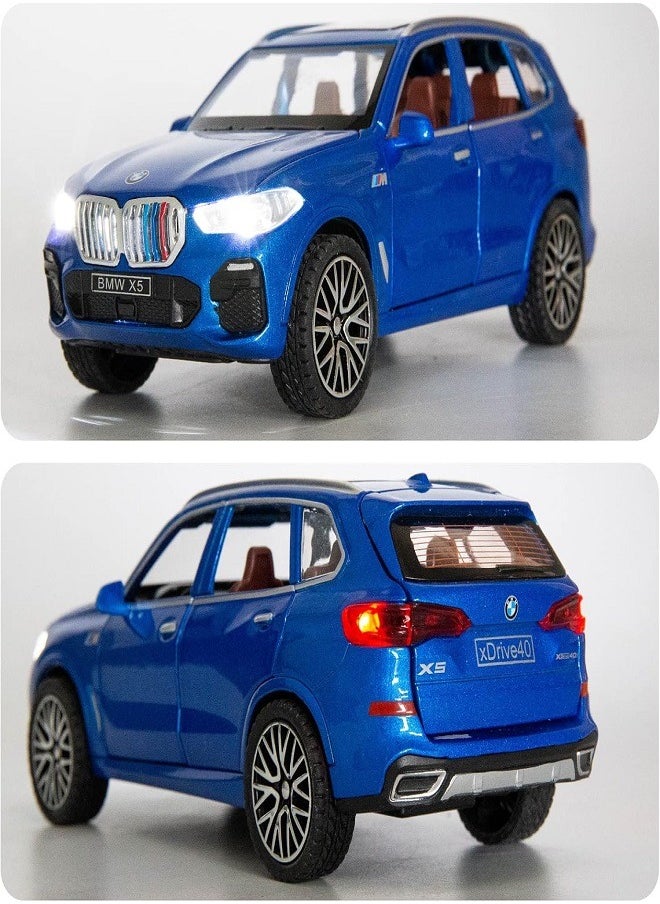 die cast 1:32 Compatible for BMW X5 SUV Model Car Toy, Zinc Alloy Pull Back Toy car with Sound and Light for Kids & Adults (Blue)  - Image 5