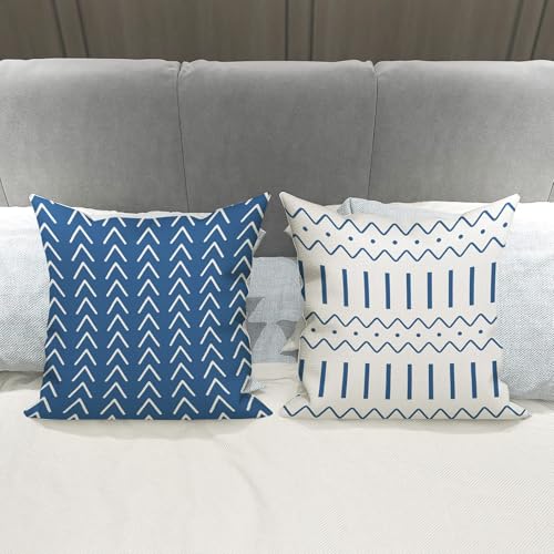 YCOLL Pillow Covers 18x18 Set of 4, Modern Sofa Throw Pillow Cover, Decorative Outdoor Linen Fabric Pillow Case for Couch Bed Car，Light Blue - Image 4