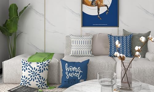YCOLL Pillow Covers 18x18 Set of 4, Modern Sofa Throw Pillow Cover, Decorative Outdoor Linen Fabric Pillow Case for Couch Bed Car，Light Blue - Image 3