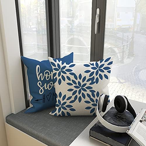 YCOLL Pillow Covers 18x18 Set of 4, Modern Sofa Throw Pillow Cover, Decorative Outdoor Linen Fabric Pillow Case for Couch Bed Car，Light Blue - Image 5