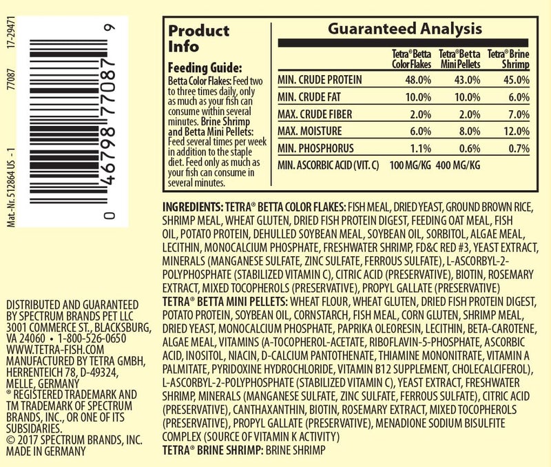 Tetra BettaMin Select-A-Food 1.34 Ounces, Fish Flakes, Variety Pack - Image 2