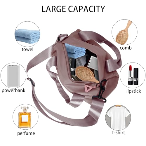 Hftjtsa Mini Gym Bag Sport Bag Adjustable Small Duffle Bag Detachable Strap Gym Tote for Women Men Portable Fitness Shoulder Bag for Sports Travel (Pink) - Image 5