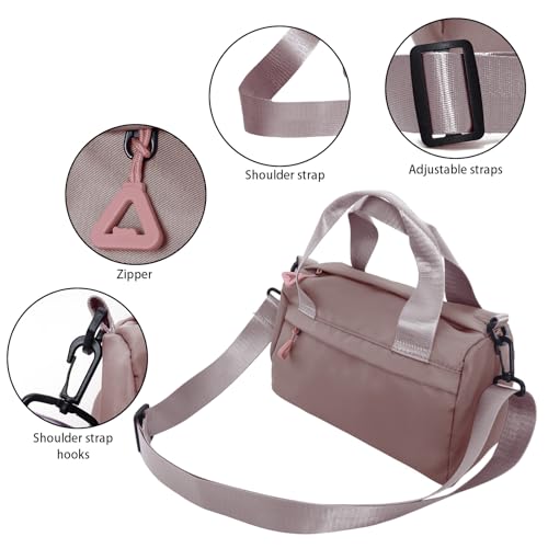 Hftjtsa Mini Gym Bag Sport Bag Adjustable Small Duffle Bag Detachable Strap Gym Tote for Women Men Portable Fitness Shoulder Bag for Sports Travel (Pink) - Image 3
