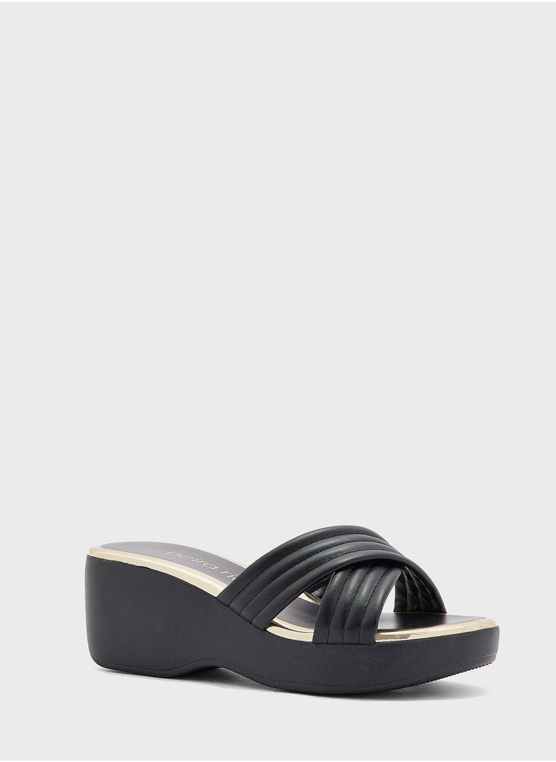 Beira Rio Jane Multi Strap High Heel Wedge Sandals  - Image 2