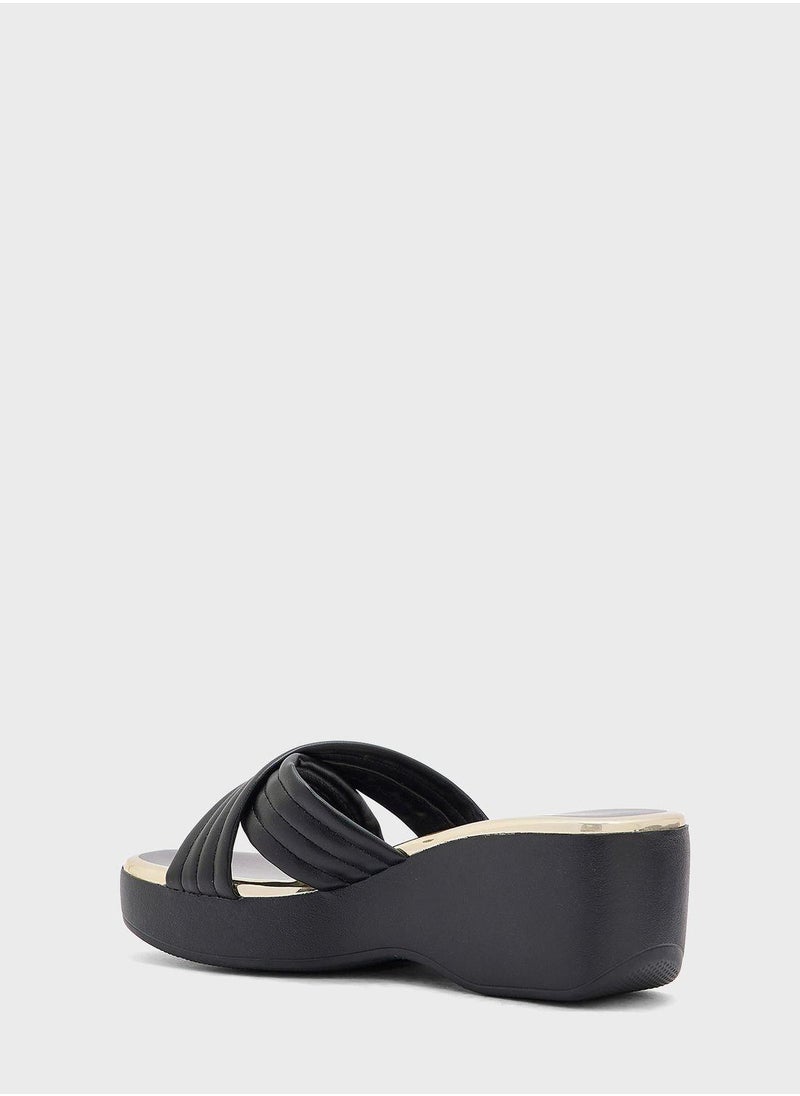 Beira Rio Jane Multi Strap High Heel Wedge Sandals  - Image 3