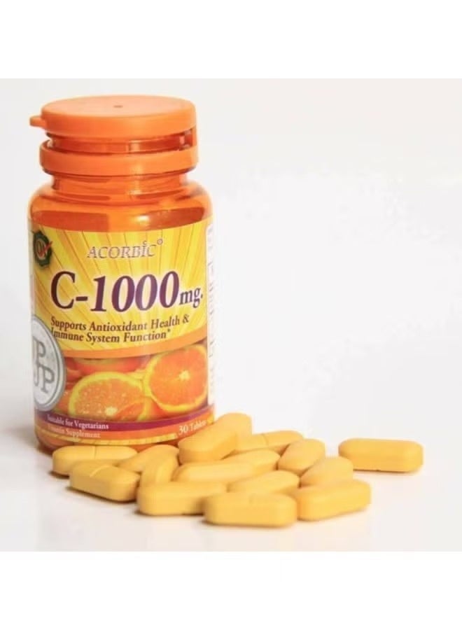 أكوربيك مكمل فيتامين سي Acorbic C-1000 ملغ - مضاد للأكسدة ويدعم صحة الجلد (30 قرصًا) - Image 3