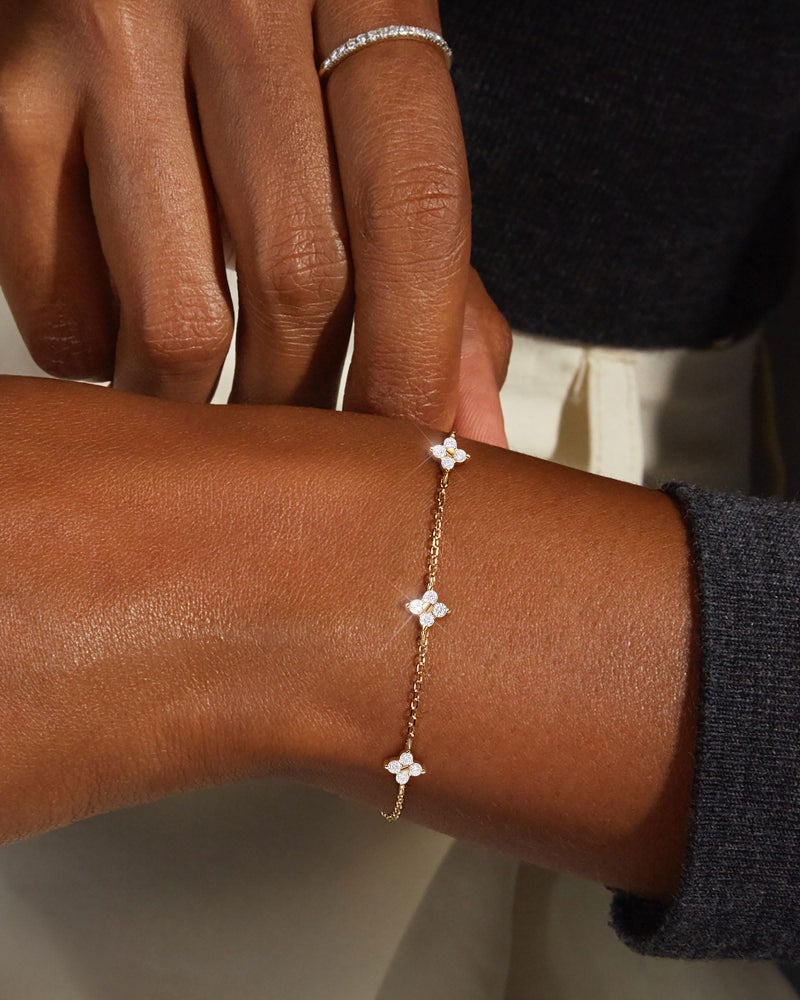 FUNEIA Dainty Silver Gold Bracelets for Women Trendy Non Tarnish 14K Gold Plated Waterproof Diamond Bracelets Cute Stackable Heart Butterfly Clover Cross Evil Eye Charm Bracelet Stack Jewelry Gifts - Image 2