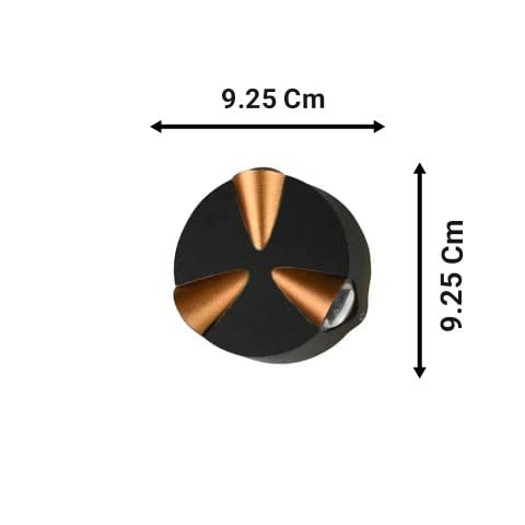 FILLISKA® LED Indoor/Outdoor Majestic BlackGold Wall Light, Warm White Light, IP-65 Rainproof & Shockproof Body. (Round, 3 Way) - Image 3