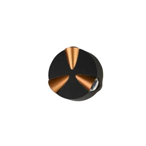 FILLISKA® LED Indoor/Outdoor Majestic BlackGold Wall Light, Warm White Light, IP-65 Rainproof & Shockproof Body. (Round, 3 Way) - Image 2
