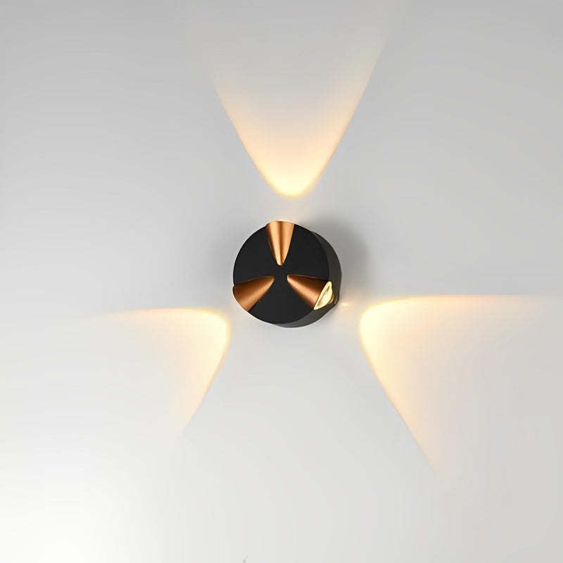 FILLISKA® LED Indoor/Outdoor Majestic BlackGold Wall Light, Warm White Light, IP-65 Rainproof & Shockproof Body. (Round, 3 Way) - Image 4