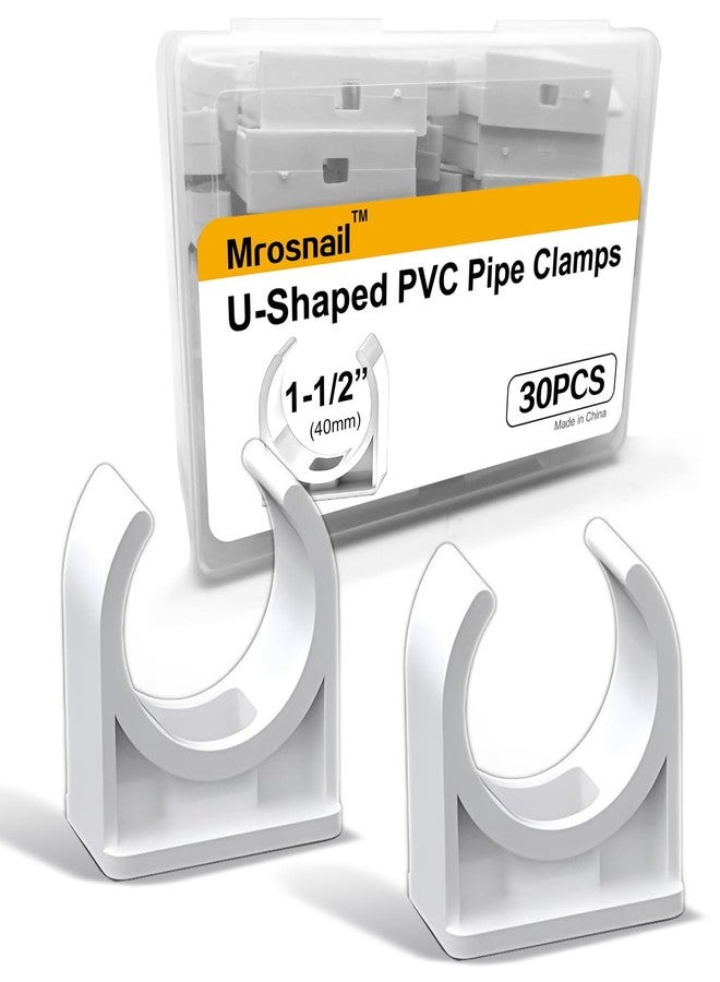 Mrosnail 30 Pcs U-Shaped PVC Water Pipe Clamps - 40mm Clips for 1-1/2 inch Water Pipes, TV Trays, and Pex Tubing Support - White - Image 1