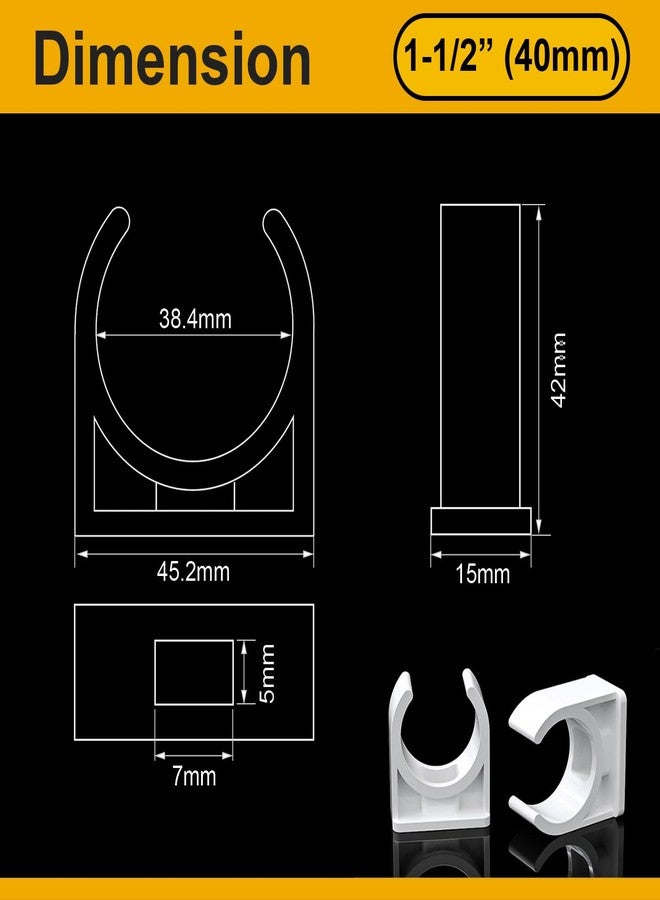 Mrosnail 30 Pcs U-Shaped PVC Water Pipe Clamps - 40mm Clips for 1-1/2 inch Water Pipes, TV Trays, and Pex Tubing Support - White - Image 2