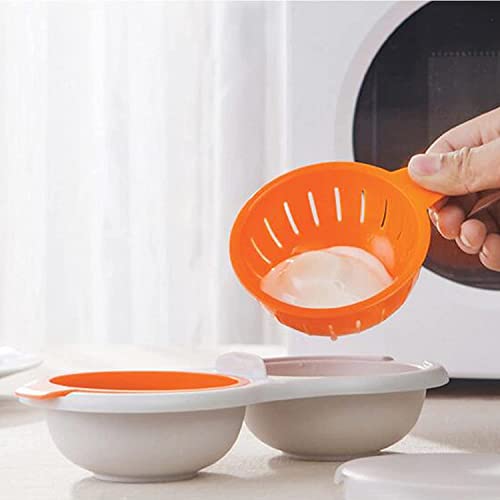 Mockery Double Cup Egg Cooking Mold,Egg Steamer, Microwave Double Cup Eggs Poacher Steamer Cooking Mold Cookware Kitchen Tools Gadgets Cooking Mold Cookware Lids Non-Stick Coated Egg Tool (Blue) - Image 5