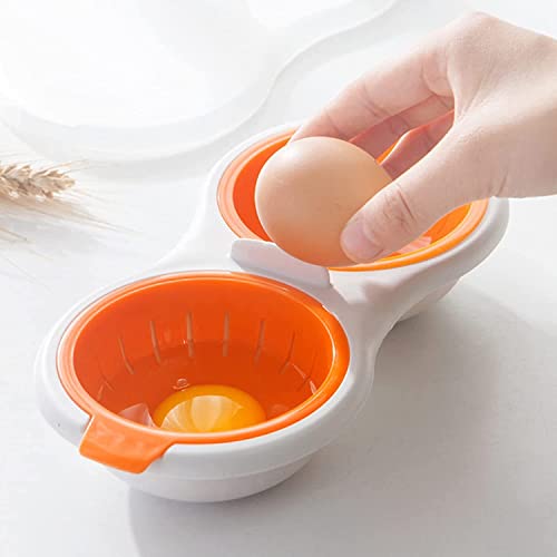 Mockery Double Cup Egg Cooking Mold,Egg Steamer, Microwave Double Cup Eggs Poacher Steamer Cooking Mold Cookware Kitchen Tools Gadgets Cooking Mold Cookware Lids Non-Stick Coated Egg Tool (Blue) - Image 2