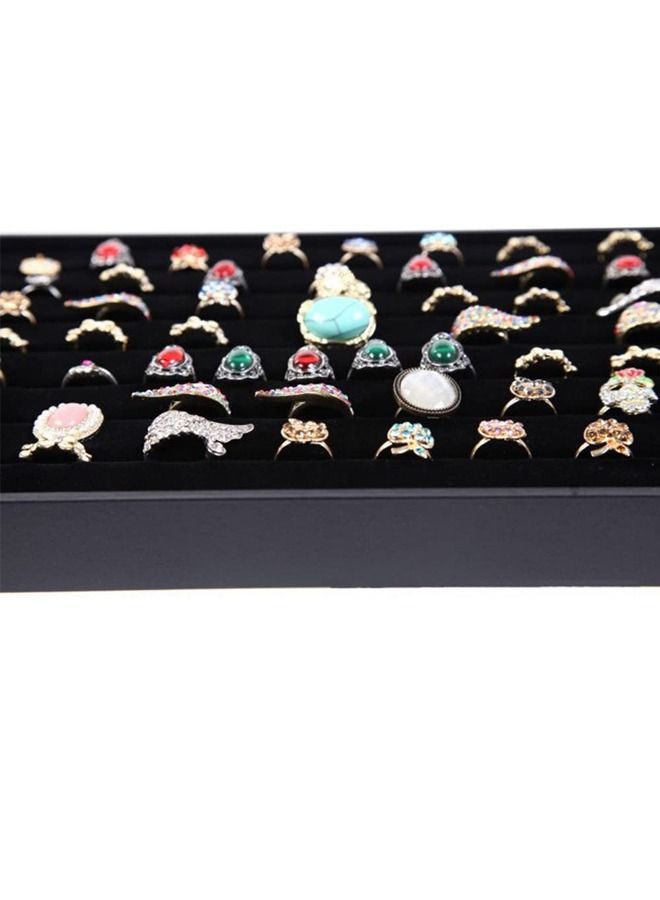 PADOM Padom Jewelry Tray Organizer, Necklace Pendant Organizer Watch Storage Rings Earrings Bracelet Organizer Tray Showcase Display Velvet Stackable Jewelry Storage BLACK COLOR  Rings  - Image 3