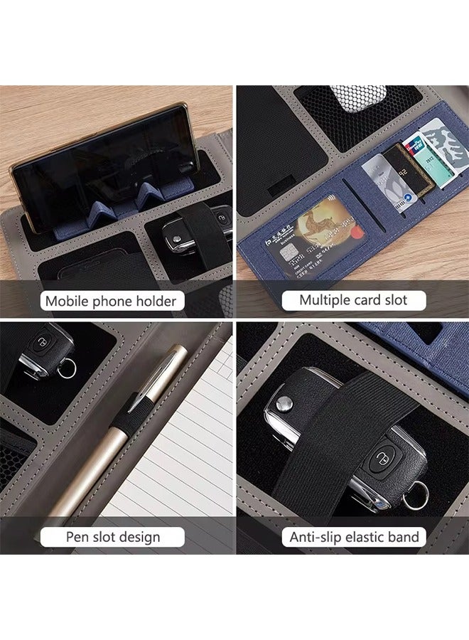 Generic PU Leather A4 Conference Folder,with Writing Pad Removable Clipboard Card Stationary Case Phone Tablet Stand for Organizer Office Travel School  - Image 4