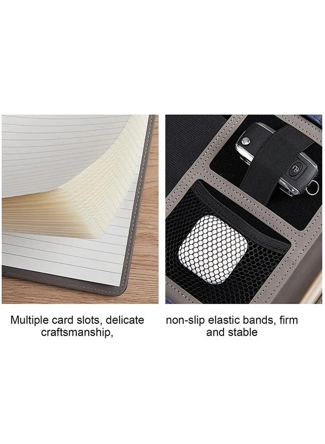 Generic PU Leather A4 Conference Folder,with Writing Pad Removable Clipboard Card Stationary Case Phone Tablet Stand for Organizer Office Travel School  - Image 5