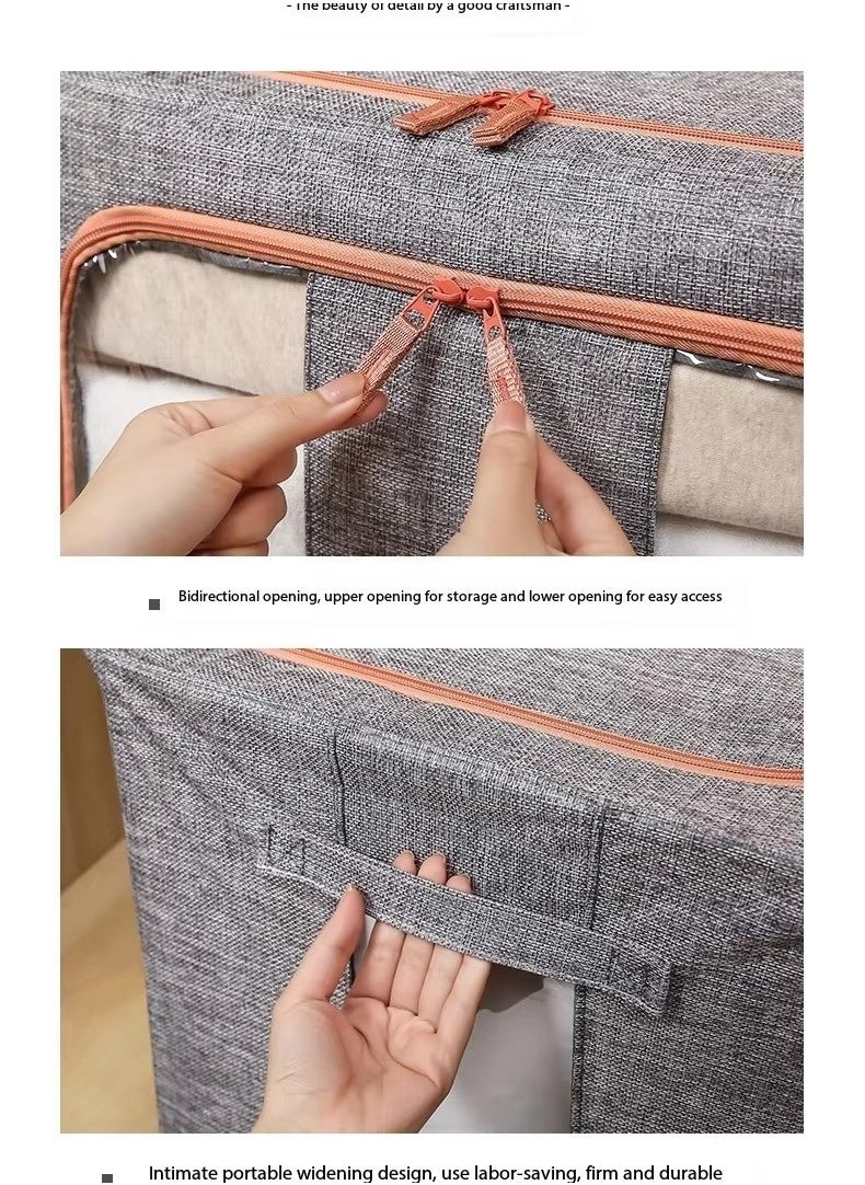 DUNISO - 3-piece foldable closet organizer storage container, used for storing large storage boxes for blankets, bedding, toys, books, foldable, with sturdy zippers, transparent windows - Image 1