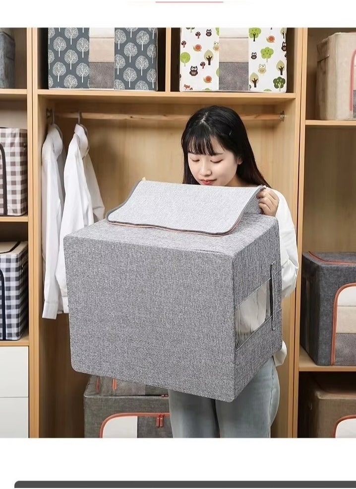 DUNISO - 3-piece foldable closet organizer storage container, used for storing large storage boxes for blankets, bedding, toys, books, foldable, with sturdy zippers, transparent windows - Image 1