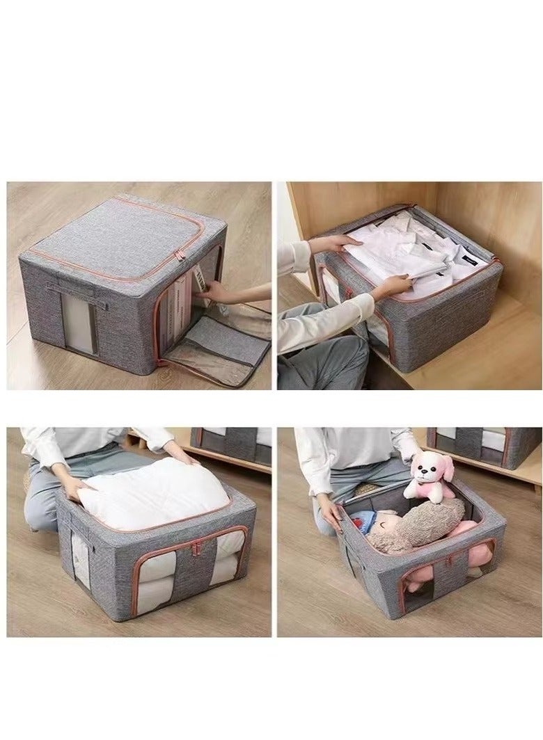 DUNISO - 3-piece foldable closet organizer storage container, used for storing large storage boxes for blankets, bedding, toys, books, foldable, with sturdy zippers, transparent windows - Image 1