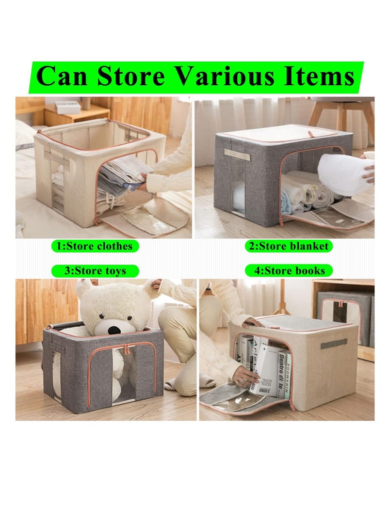 DUNISO - 3-piece foldable closet organizer storage container, used for storing large storage boxes for blankets, bedding, toys, books, foldable, with sturdy zippers, transparent windows - Image 1