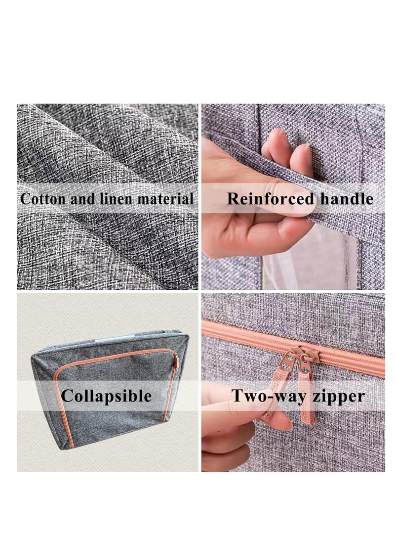 DUNISO - 3-piece foldable closet organizer storage container, used for storing large storage boxes for blankets, bedding, toys, books, foldable, with sturdy zippers, transparent windows - Image 1