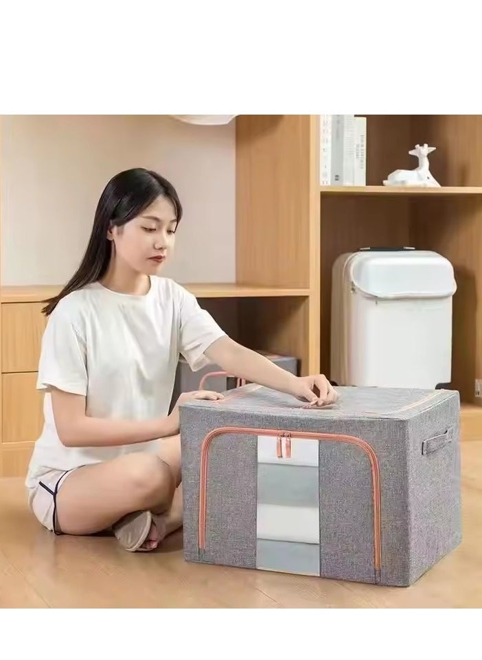 DUNISO - 3-piece foldable closet organizer storage container, used for storing large storage boxes for blankets, bedding, toys, books, foldable, with sturdy zippers, transparent windows - Image 1