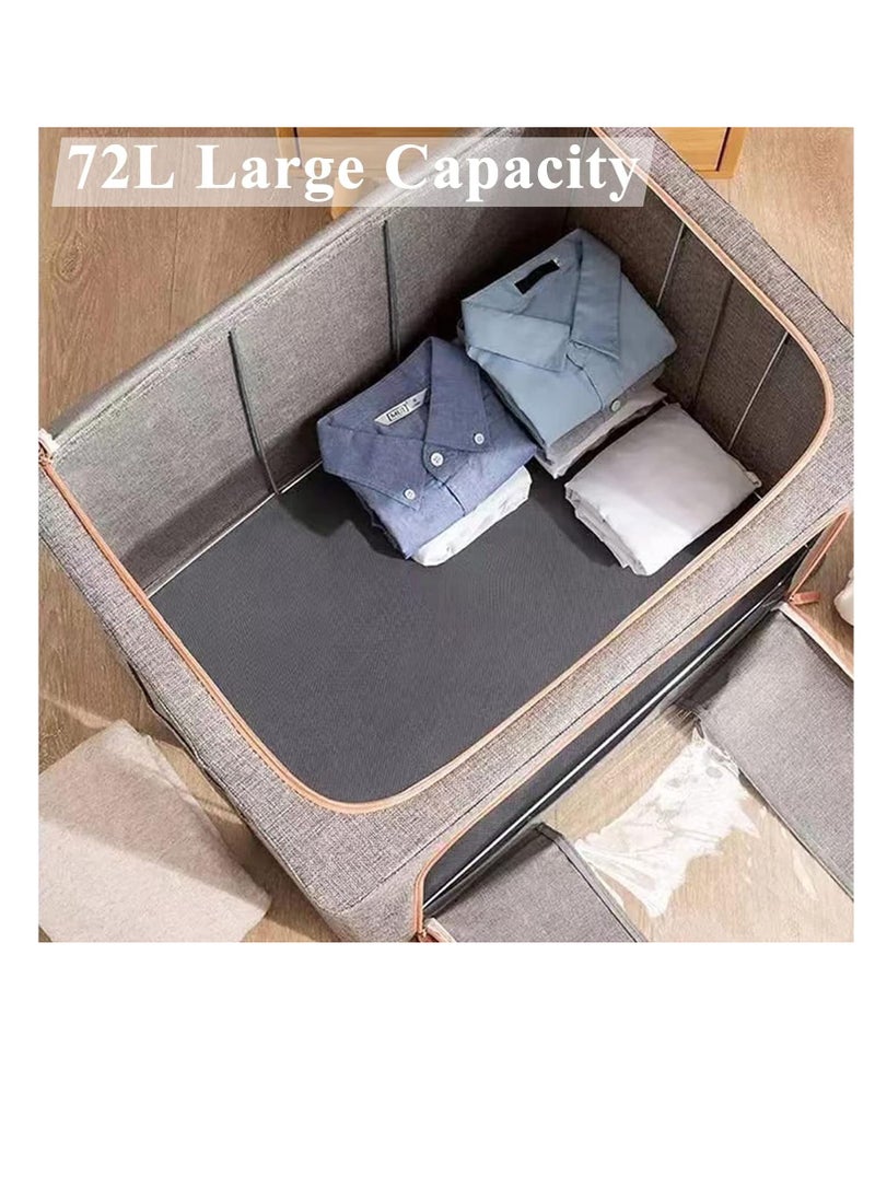 DUNISO - 3-piece foldable closet organizer storage container, used for storing large storage boxes for blankets, bedding, toys, books, foldable, with sturdy zippers, transparent windows - Image 1