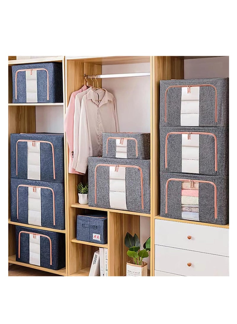 DUNISO - 3-piece foldable closet organizer storage container, used for storing large storage boxes for blankets, bedding, toys, books, foldable, with sturdy zippers, transparent windows - Image 1