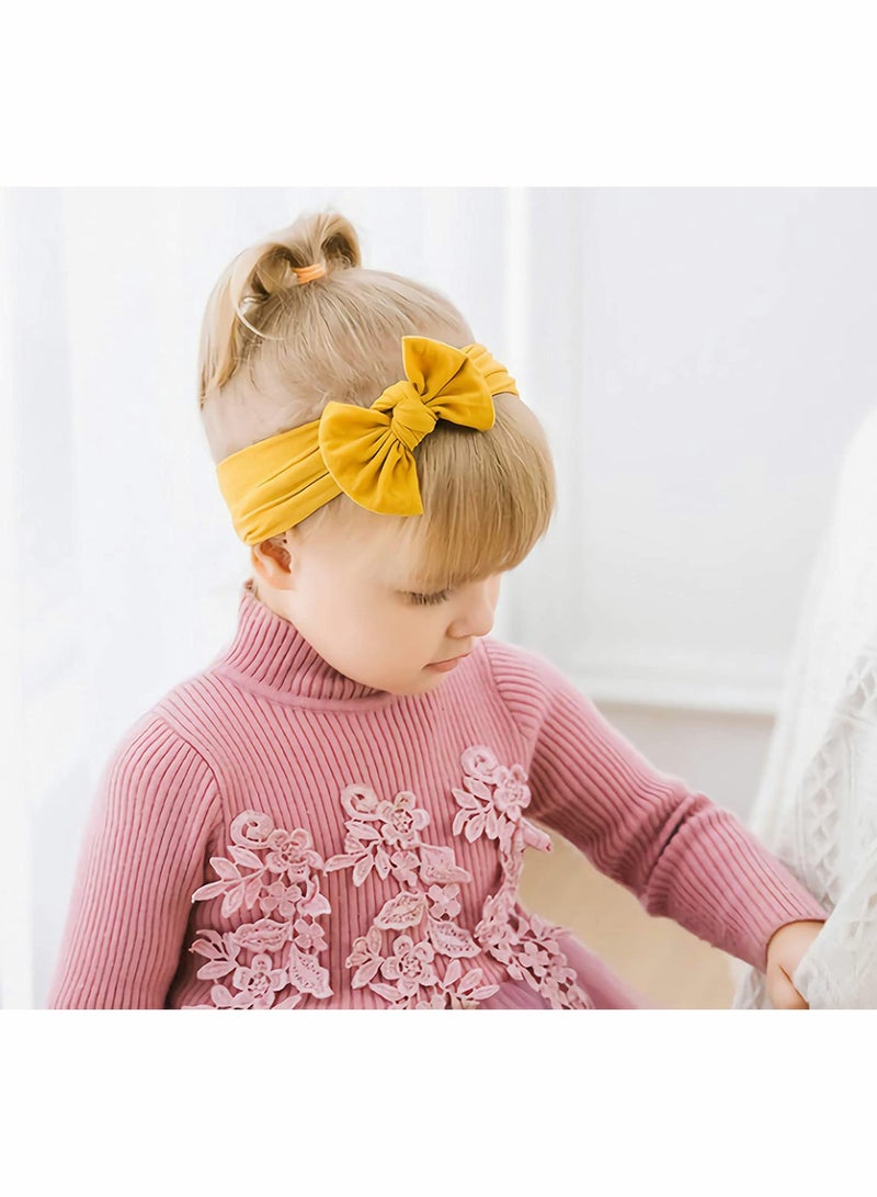 6 Pcs Baby Turban Headband Set with Bowknot Soft Elastic Hairbands for Infants and Toddlers - Image 2