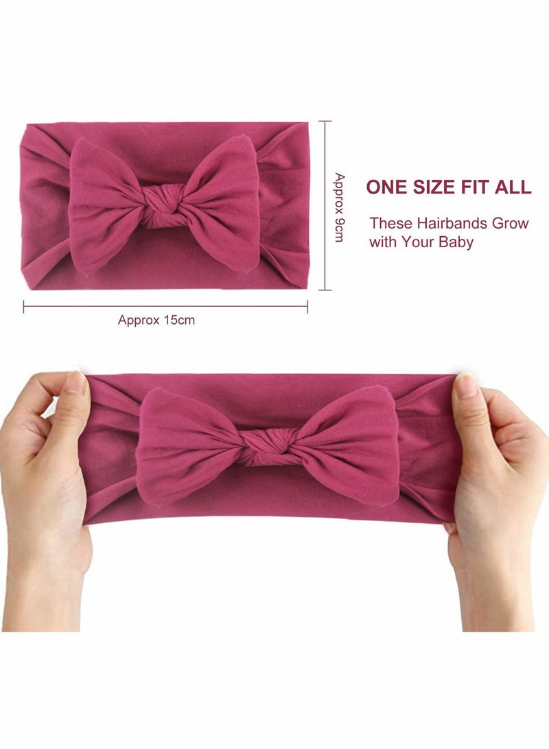 6 Pcs Baby Turban Headband Set with Bowknot Soft Elastic Hairbands for Infants and Toddlers - Image 5