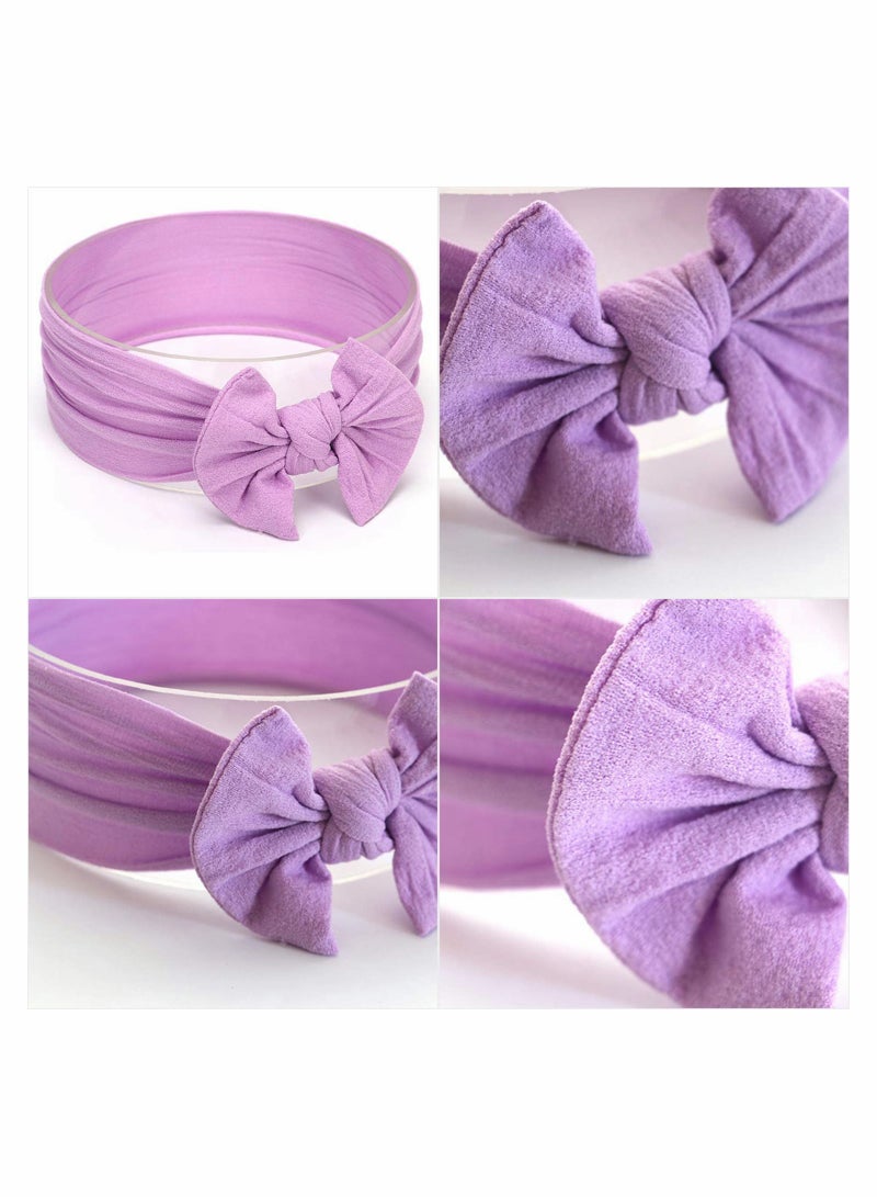 6 Pcs Baby Turban Headband Set with Bowknot Soft Elastic Hairbands for Infants and Toddlers - Image 4