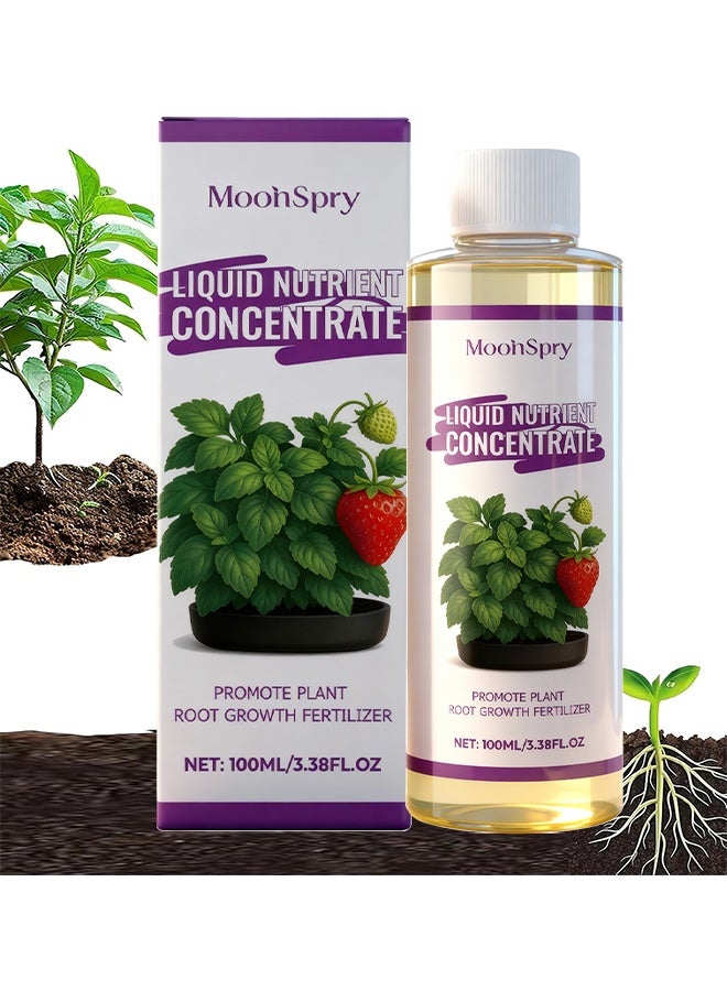MOONSPRY Liquid Nutrient Concentrate, Liquid Plant Food, Hydroponics Nutrients For Indoor House Plants, Tomato, Strawberry, Lucky Bamboo, Lettuce, Vegetable Garden & Herbs, Aero Nutrients Liquid Fertilizer For All Growing Systems, Root Growth Nutrient Solution, 100ML - Image 1