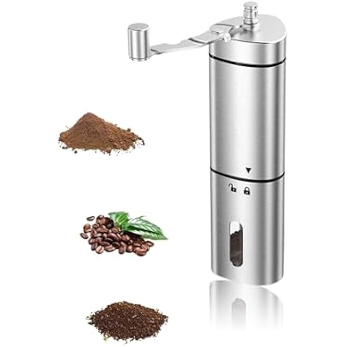 Honwor Portable Hand Coffee Grinder With Adjustable Settings  Conical Ceramic Burr For Espresso French Press Turkish Coffee  Stainless Steel Mill - Image 1