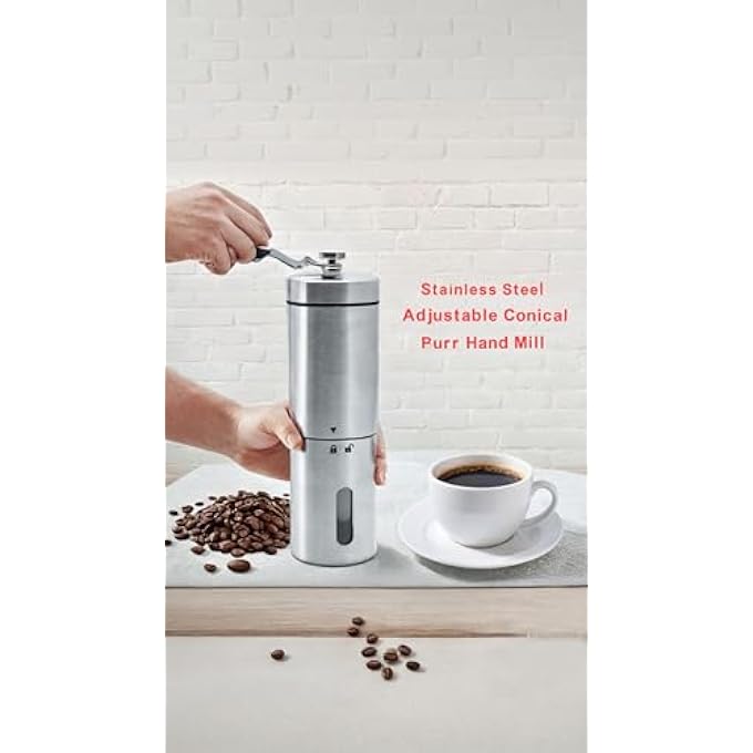 Honwor Portable Hand Coffee Grinder With Adjustable Settings  Conical Ceramic Burr For Espresso French Press Turkish Coffee  Stainless Steel Mill - Image 5