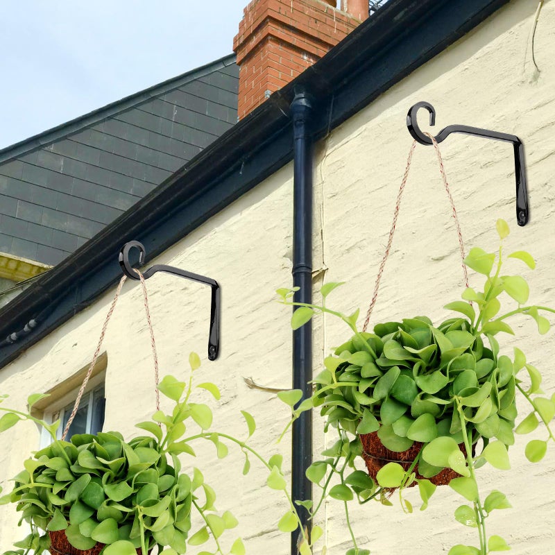 MOWPOG Plant Hangers Outdoor, 2 Pack 6 Inch Hanging Plant Bracket, Metal Hanging Plant Hooks, Wall Hooks for Hanging Plants, Bird Feeder, Flower Basket, Wind Chimes, Indoor Outdoor (Black) - Image 4