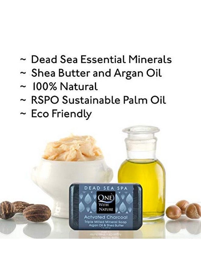 ONE WITH NATURE - Dead Sea Salt Charcoal Soap 4Oz 6Pk In Gift Box Activated Charcoal Shea Butter Argan Oil Dead Sea Salt Contains Sulfur Magnesium And 21 Essential Minerals For Problem Skin Skin Detox - Image 1
