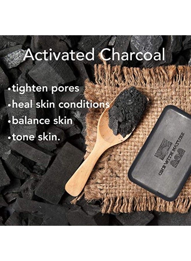 ONE WITH NATURE - Dead Sea Salt Charcoal Soap 4Oz 6Pk In Gift Box Activated Charcoal Shea Butter Argan Oil Dead Sea Salt Contains Sulfur Magnesium And 21 Essential Minerals For Problem Skin Skin Detox - Image 1