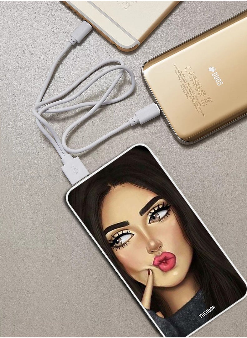 Theodor - 10,000 mAh Super Fast Charging Ultra Compact Power Bank with Quick Charge & Power Delivery, Portable Charger For iPhone and Android Dimple Girl - Image 1