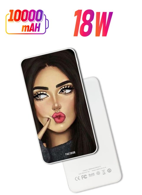 10,000 mAh Super Fast Charging Ultra Compact Power Bank with Quick Charge & Power Delivery, Portable Charger For iPhone and Android Dimple Girl
